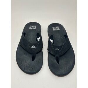 Reef‎ Fanning Mens Black Flip Flops Sandals with Bottle Opener Size 9